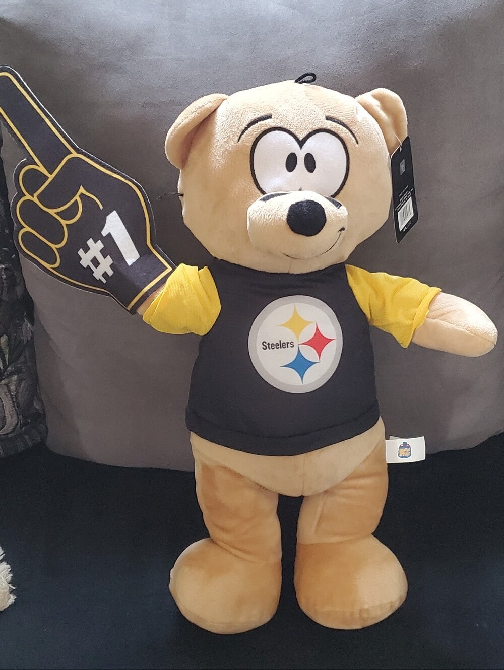 Steelers Plush Fan Bear with #1 Foam Finger - Yellow & Black